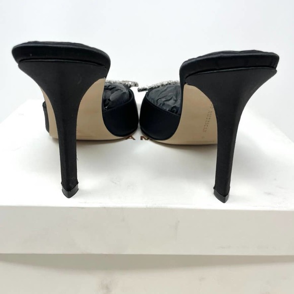 Good American Jeweled Satin Slipper Mules Heels In Black Size 9 New - Picture 10 of 15